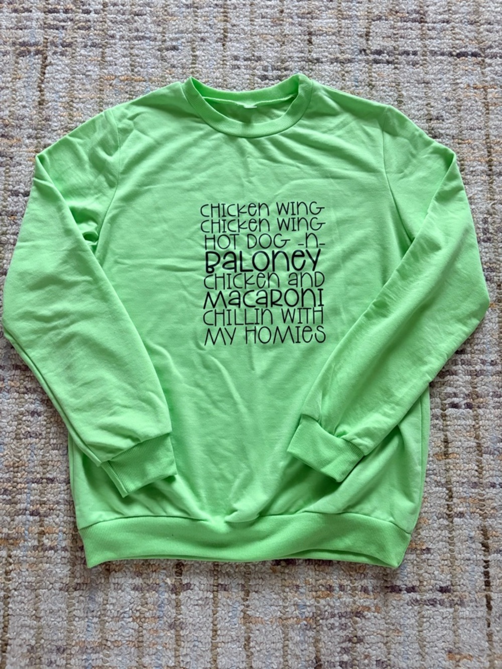 Neon Green Graphic Sweatshirt - 'Baloney' Text